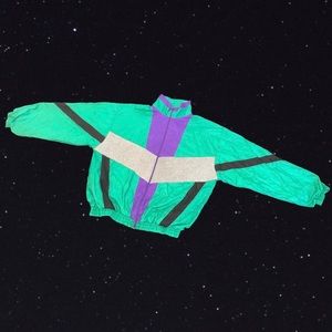 Retro purple and green bomber jacket (XL)